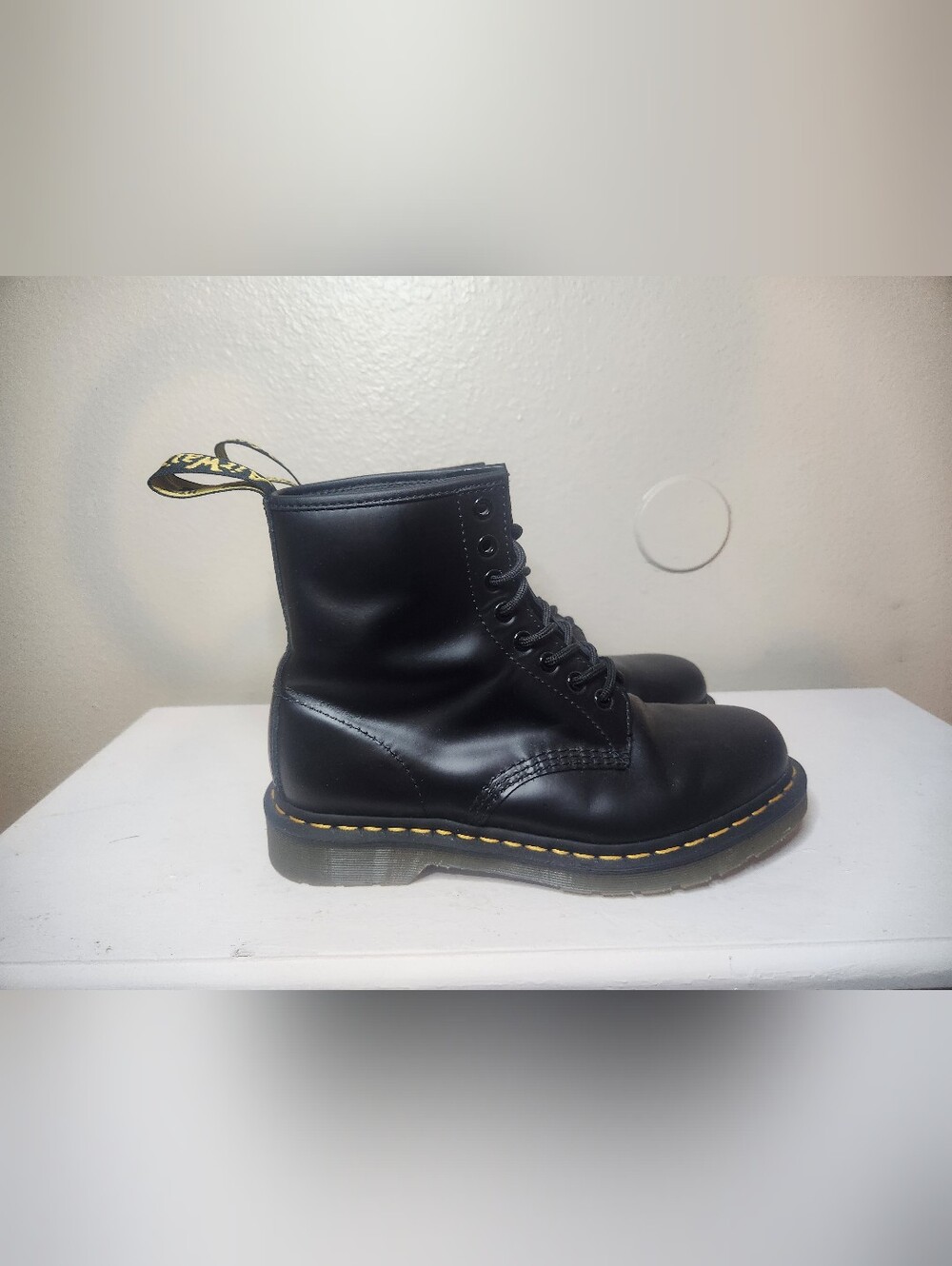 Dr. Martens 1460  Original Smooth Leather Lace Up Boots - Black, Size 8M